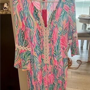 Lilly Pulitzer Sea Turtle Soiree Tunic in Pink and Blue